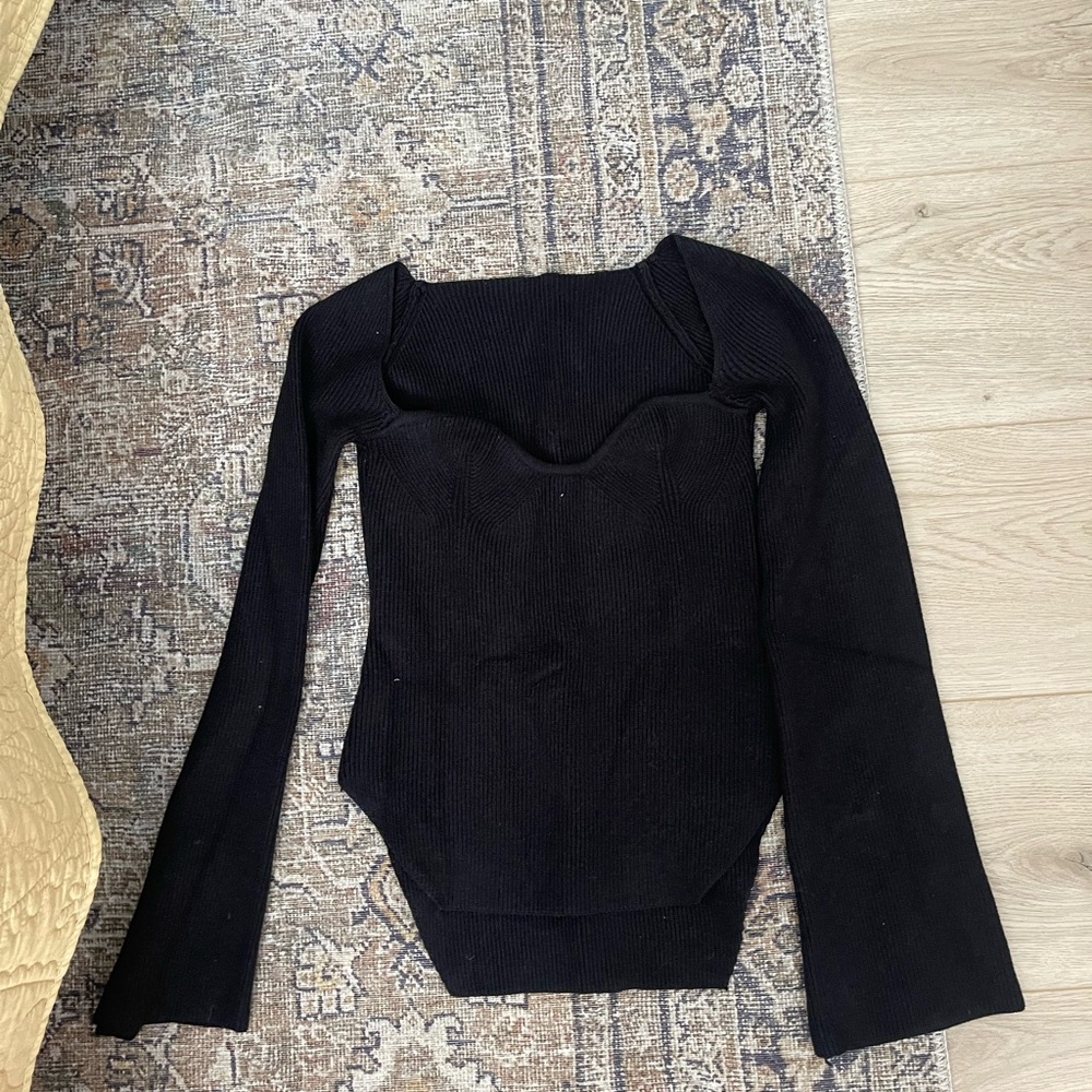 Black Long Sleeve Knit Top
